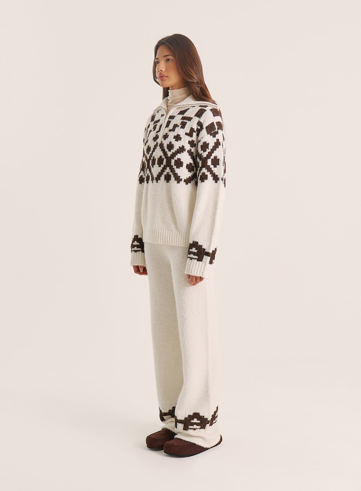 Cream Fairisle Knitted Trousers